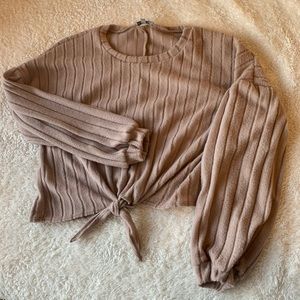 Charlotte Russe cropped tied sweater